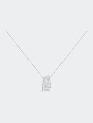 14KT White Gold Diamond Box Pendant Necklace