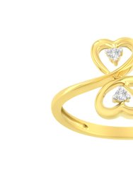 14KT Yellow Gold 1/20 ctw. Dual Heart Diamond Ring - Yellow Gold