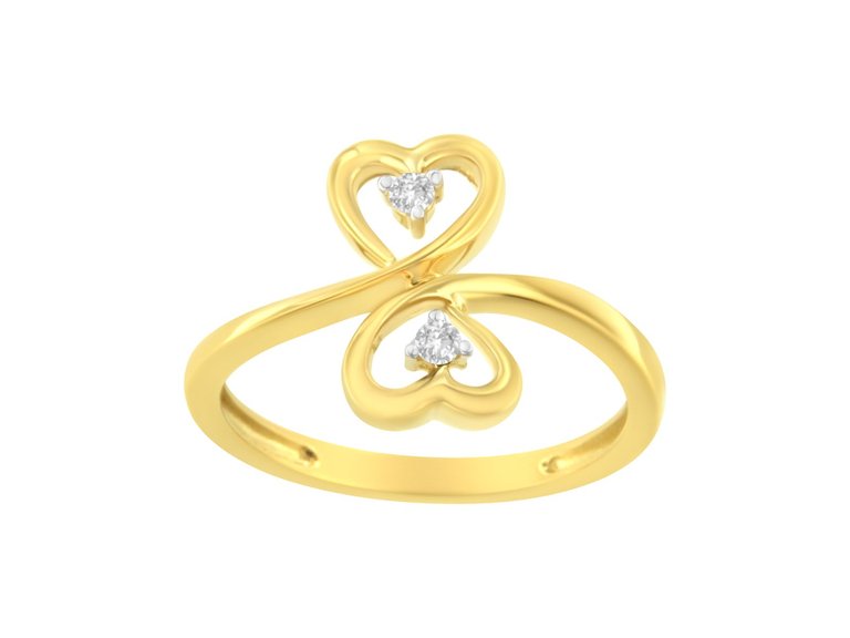 14KT Yellow Gold 1/20 ctw. Dual Heart Diamond Ring - Yellow Gold