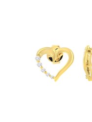 14KT Yellow Gold 1/8 Cttw Diamond Journey Heart Earrings