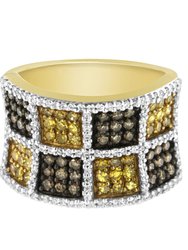 14kt Yellow Gold Champagne, Yellow And Round Diamond Band Ring - 14kt Yellow Gold