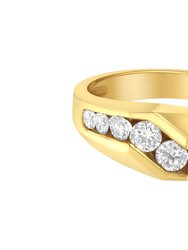 14KT Yellow Gold Men's Round Cut Diamond Ring - Yellow