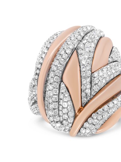 Haus of Brilliance 18K Rose And White Gold 1 7/8 Cttw Diamond And Gold Textured Dome Cocktail Ring - F-G Color, VS1-VS2 Clarity - Size 6.5 product