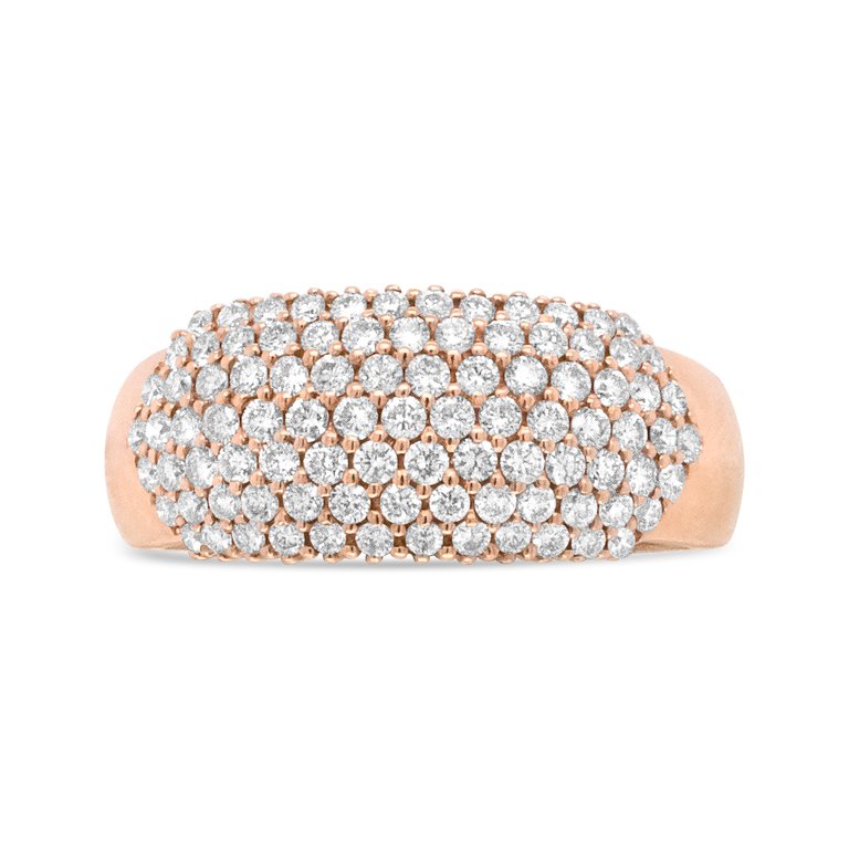 18K Rose Gold 1.00 Cttw Diamond Multi Row Dome Band Ring (F-G Color, VS1-VS2 Clarity) - Rose Gold