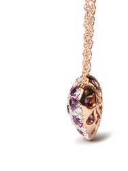 18K Rose Gold 3/4 Cttw Diamond And Purple Amethyst Cluster Heart Shape 18" Pendant Necklace (G-H Color, SI1-SI2 Clarity)