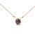 18K Rose Gold 5/8 Ct. White, Brown Diamond Accent Oval Blue Sapphire Gemstone Statement Halo Cluster Pendant Necklace Brown G-H Color, SI1-SI2 Clarity