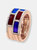 18K Rose Gold Alternating Red and Blue Enamel and 1/2 Cttw Diamond Studded Band Ring