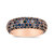 18K Rose Gold Multi Row Blue Sapphire Domed Top Band Ring - Ring Size 7 - Gold
