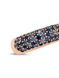 18K Rose Gold Multi Row Blue Sapphire Domed Top Band Ring - Ring Size 7
