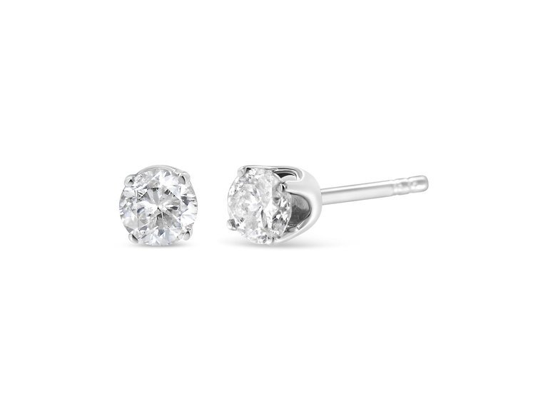 18K White Gold Round Diamond Stud Earrings (4 ct. tw.)