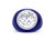 18K White Gold 14Mm White Quartz And 1/5 Cttw Diamond Halo With Blue Enamel Dome Ring - White