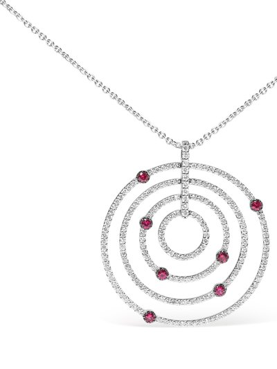 Haus of Brilliance 18K White Gold 2 1/6 Cttw Pave Set Diamonds And Red Ruby Openwork Circles 18" Pendant Necklace (G-H Color, SI2-I1 Clarity) product