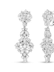 18K White Gold 9 1/2 Cttw Diamond Cluster Drop Dangle Clip-On Earrings (F-G Color, VS1-VS2 Clarity) - White Gold
