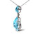 18K White Gold Diamond Accent And Round London Blue Topaz And Pear Cut Sky Blue Topaz Dangle Drop 18" Pendant Necklace - G-H Color, SI1-SI2 Clarity