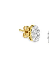 18K Yellow Gold 1 cttw Flower Diamond Stud Earrings - Yellow