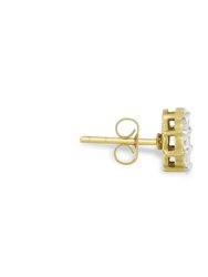 18K Yellow Gold 1 cttw Flower Diamond Stud Earrings