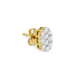 18K Yellow Gold 1 cttw Flower Diamond Stud Earrings