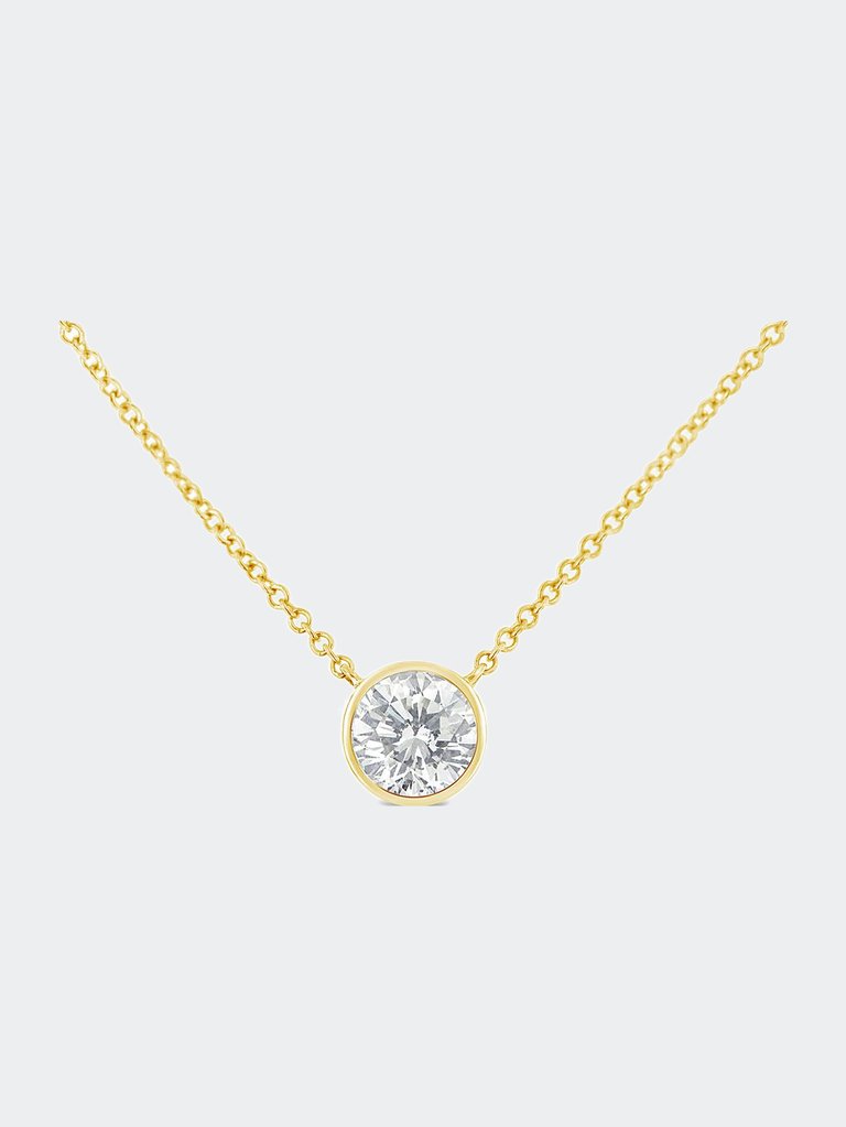 2 Micron 14K Sterling Silver Bezel-Set Diamond Solitaire Pendant Necklace - Yellow