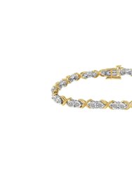 2 Micron 14KT Yellow Gold Plated Sterling Silver Diamond X Link Bracelet - Two-Toned