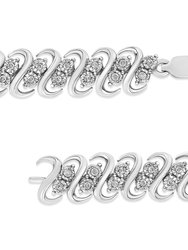 .925 Sterling 1/2 Cttw Diamond Double Row S-Link Bracelet - I-J Color, I2-I3 Clarity - 7.25"