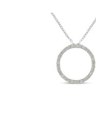 .925 Sterling 3/4 Cttw Round-Cut Diamond Open Circle Halo 18" Pendant Necklace