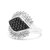 .925 Sterling Siler 1.00 Cttw White And Black Diamond Cluster Evil Eye Ring - Black And I-J Color, I2-I3 Clarity - Ring Size 6