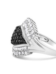 .925 Sterling Siler 1.00 Cttw White And Black Diamond Cluster Evil Eye Ring - Black And I-J Color, I2-I3 Clarity - Ring Size 6