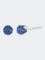 .925 Sterling Silver 0.15 Cttw Round Brilliant-Cut Diamond Classic 4-Prong Stud Earrings - Dark Blue