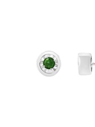 .925 Sterling Silver 0.15 Cttw Round Brilliant-Cut Green Diamond Miracle-Set Stud Earrings