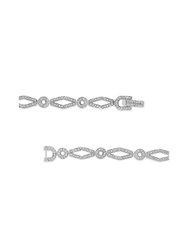 .925 Sterling Silver 1 1/2 Cttw Diamond Studded Alternating Circle And Kite-Shaped Vintage-Style Link Bracelet - 7"