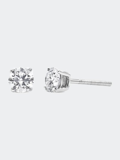 Haus of Brilliance .925 Sterling Silver 1 1/2 cttw Treated Blue Diamond Modern 4-Prong Solitaire Milgrain Stud Earrings product