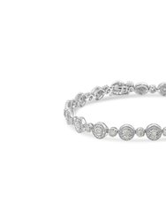 .925 Sterling Silver 1 1/3 cttw Miracle Plate Set Diamond Alternating Link Bracelet