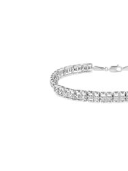 .925 Sterling Silver 1/10 Cttw Diamond Double-Link 7" Rolex Tennis Bracelet - Silver