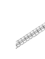.925 Sterling Silver 1/10 Cttw Diamond Double-Link 7" Rolex Tennis Bracelet