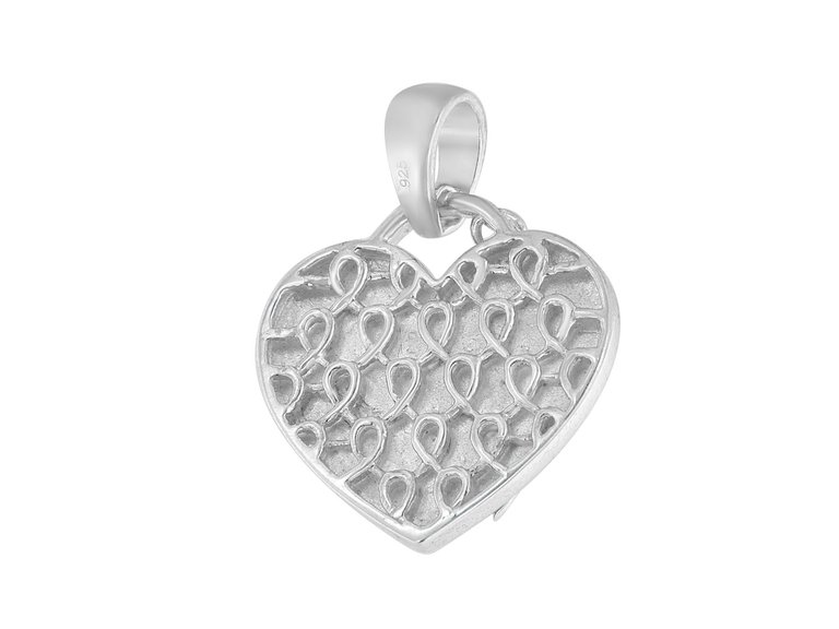 .925 Sterling Silver 1/10 cttw Diamond Heart Pendant Necklace