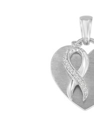 .925 Sterling Silver 1/10 cttw Diamond Heart Pendant Necklace - White