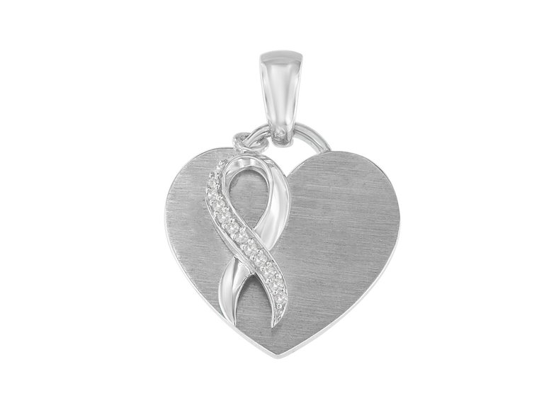 .925 Sterling Silver 1/10 cttw Diamond Heart Pendant Necklace - White