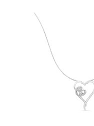 .925 Sterling Silver 1/10 Cttw Diamond Heart Pendant Necklace