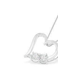 .925 Sterling Silver 1/10 Cttw Diamond Heart Pendant Necklace