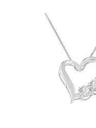 .925 Sterling Silver 1/10 Cttw Diamond Heart Pendant Necklace - White