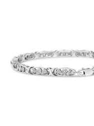 .925 Sterling Silver 1/10 Cttw Diamond Miracle Set 3 Stone Link Bracelet - I-J Color, I2-I3 Quality - 7.25"