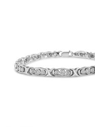 .925 Sterling Silver 1/10 Cttw Diamond Miracle Set 3 Stone Link Bracelet - I-J Color, I2-I3 Quality - 7.25" - Silver