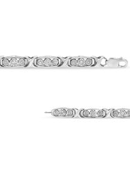 .925 Sterling Silver 1/10 Cttw Diamond Miracle Set 3 Stone Link Bracelet - I-J Color, I2-I3 Quality - 7.25"