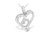 .925 Sterling Silver 1/10 Cttw Diamond Mother And Child Double Open Heart 18" Pendant Necklace