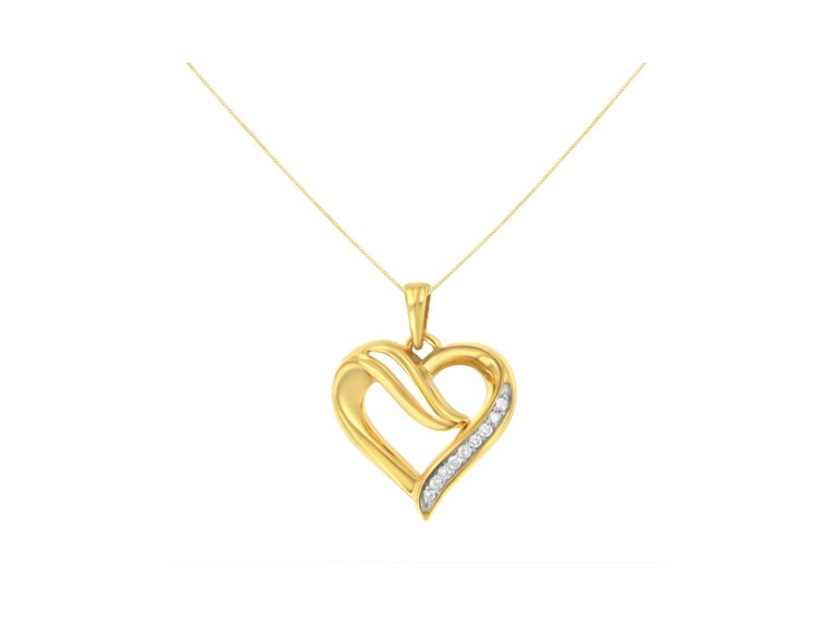 .925 Sterling Silver 1/10 Cttw Diamond Open Heart 18" Pendant Necklace