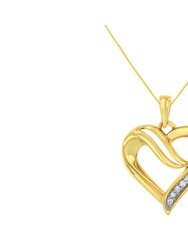 .925 Sterling Silver 1/10 Cttw Diamond Open Heart 18" Pendant Necklace - Yellow Gold