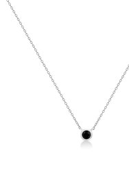 .925 Sterling Silver 1/10 Cttw Diamond Suspended Bezel-Set Solitaire 16"-18" Adjustable Pendant Necklace