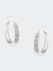 .925 Sterling Silver 1/10 Cttw Miracle Set Diamond Full Circle Hoop Earrings