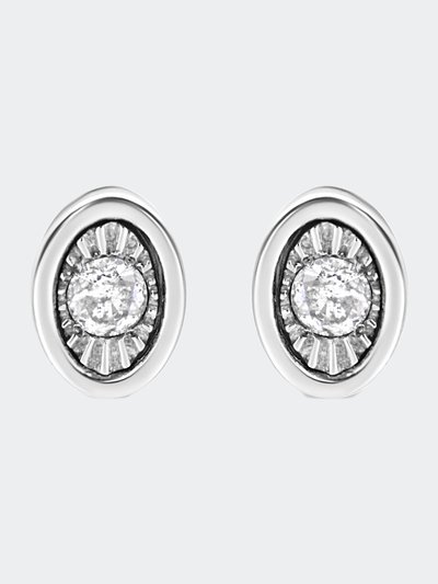 Haus of Brilliance .925 Sterling Silver 1/10 Cttw Miracle-Set Diamond Oval Shape Stud Earrings product