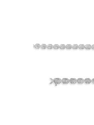 .925 Sterling Silver 1/10 cttw Miracle-Set Round-Cut Diamond "X" Link Tennis Bracelet